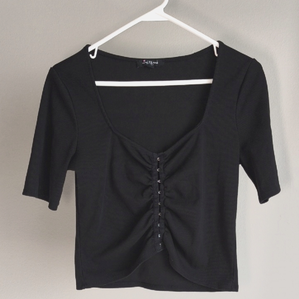 Black Button-Front Top